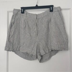 Striped Linen Gray Women's Shorts